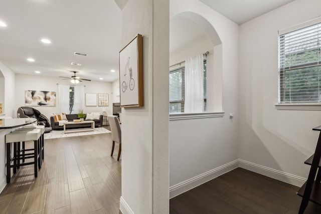 hallway featuring dark hardwood / wood-style floors