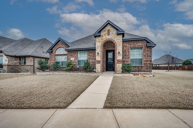 view of front of home featuring a front lawn