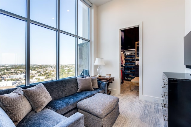 living room featuring expansive windows