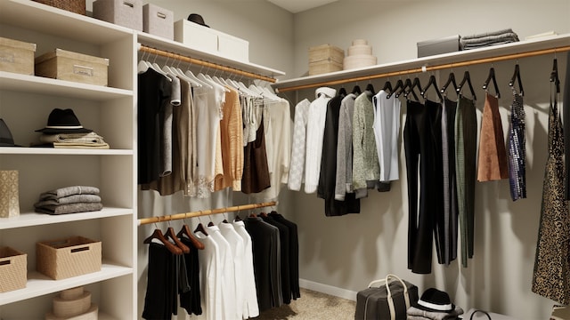 walk in closet featuring carpet