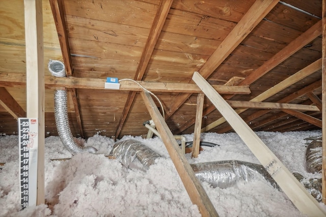 view of unfinished attic