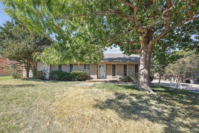 view of front of property featuring a front yard