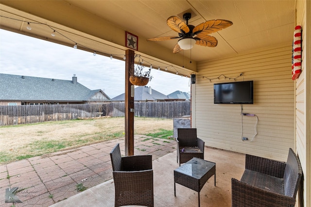 view of patio with ceiling fan