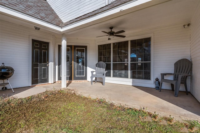 view of patio / terrace with ceiling fan