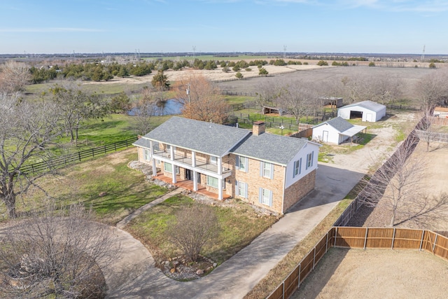 drone / aerial view with a rural view