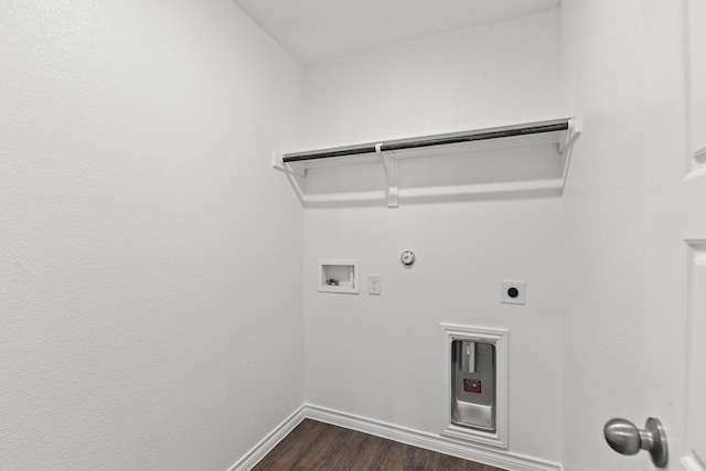 laundry area featuring hookup for a gas dryer, dark hardwood / wood-style floors, washer hookup, and electric dryer hookup