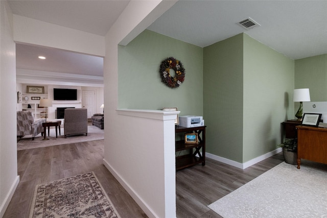 hall featuring dark hardwood / wood-style flooring