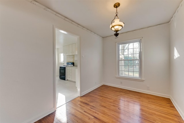 empty room with light wood-type flooring