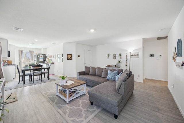 living room with light wood-type flooring