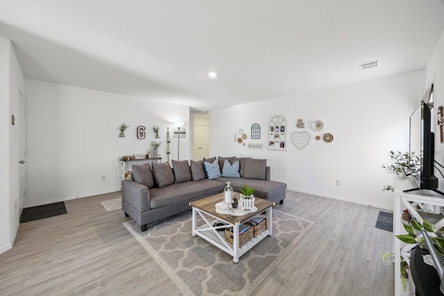 living room with light wood-type flooring