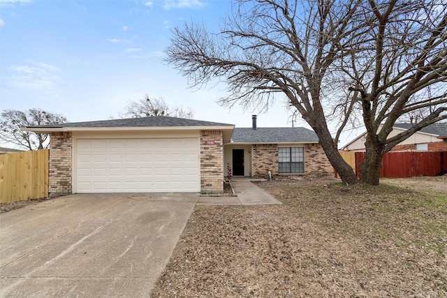 single story home with a garage