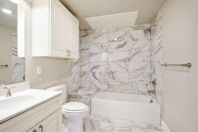 full bathroom with vanity, toilet, and tiled shower / bath