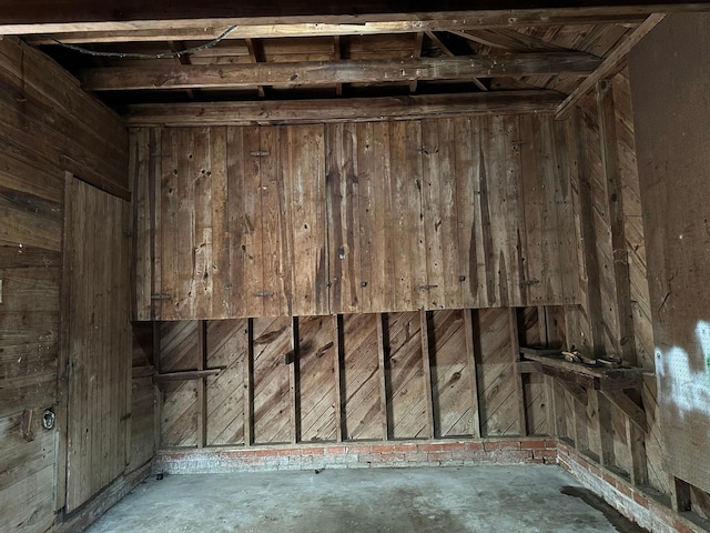 room details featuring wood walls