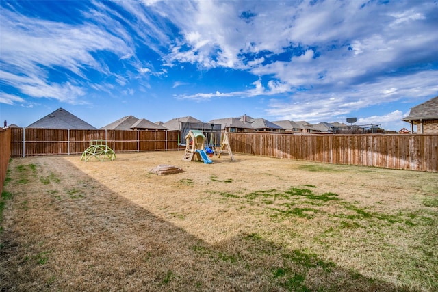 view of yard featuring a playground