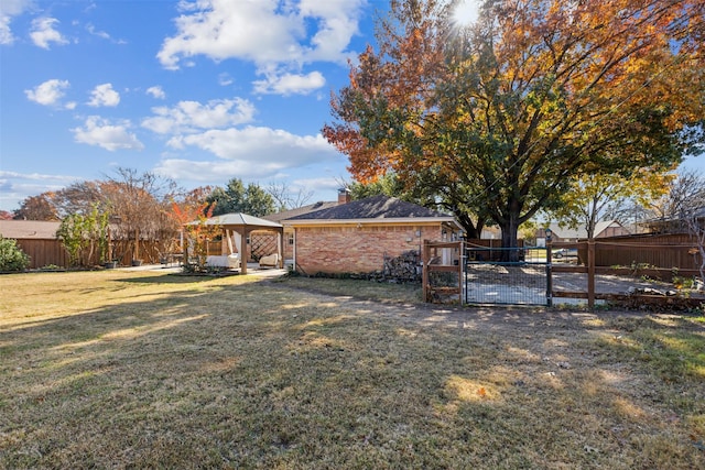 view of yard with a gazebo