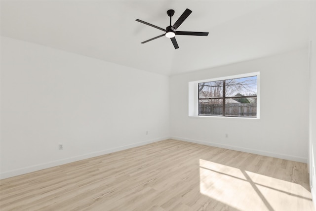 spare room with ceiling fan and light hardwood / wood-style floors