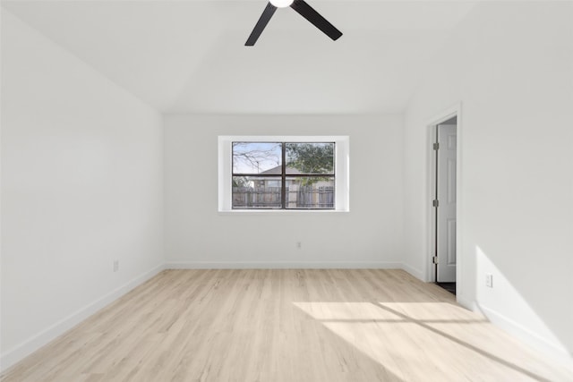 unfurnished room featuring ceiling fan and light wood-type flooring