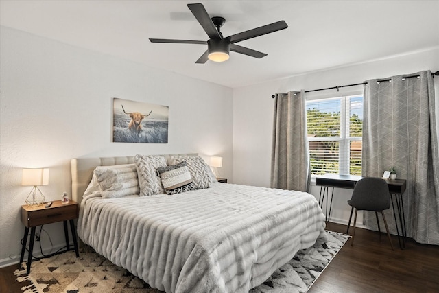 1201 S Rusk St, Weatherford, TX 76086 - bedroom featuring wood finished floors and ceiling fan