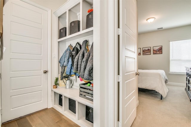 mudroom featuring light hardwood / wood-style flooring