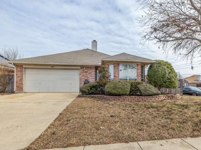 single story home featuring a garage and a front lawn