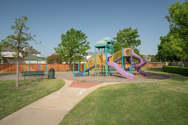 view of play area with a yard