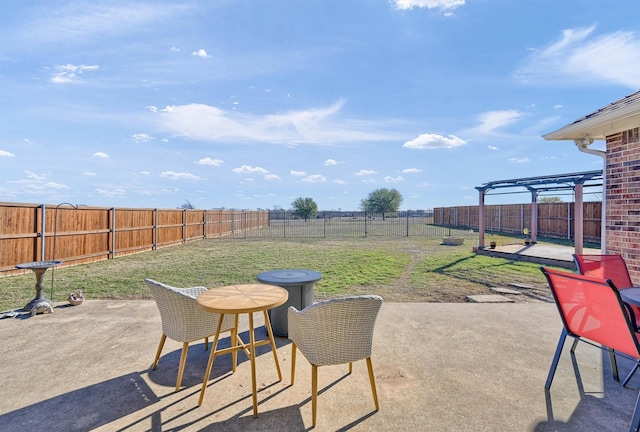 view of patio featuring a pergola