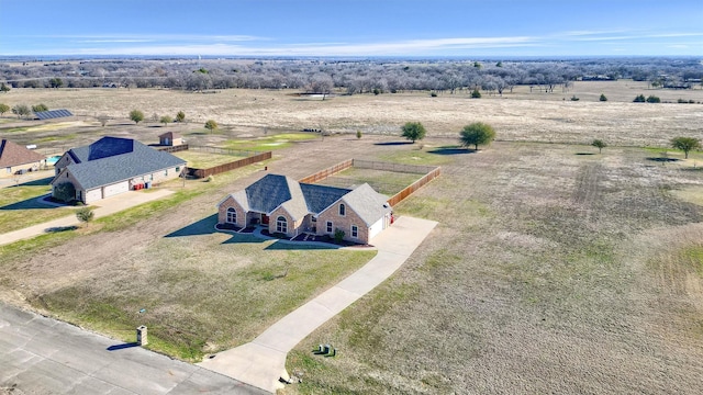 drone / aerial view with a rural view