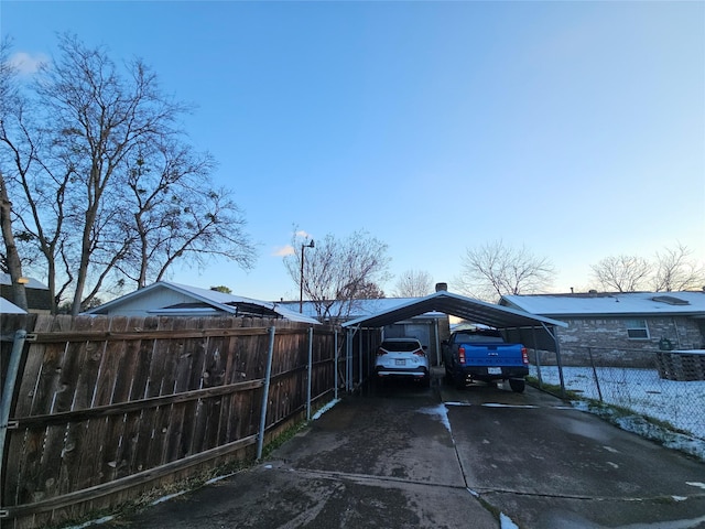 exterior space featuring a carport