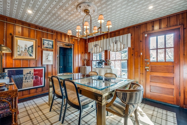 dining area featuring a chandelier