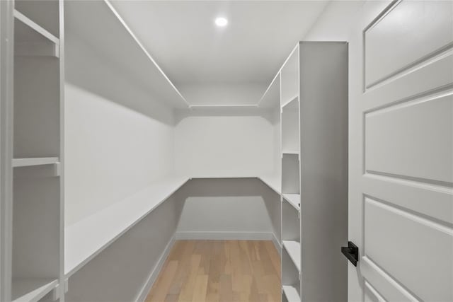 walk in closet featuring light hardwood / wood-style flooring