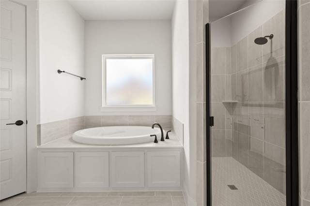 440 Olson Rd, Waxahachie, TX 75167 - full bathroom featuring a bath, a stall shower, and tile patterned floors