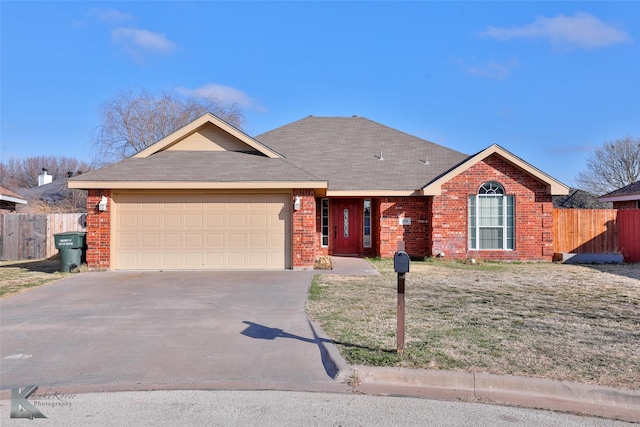 single story home with a garage