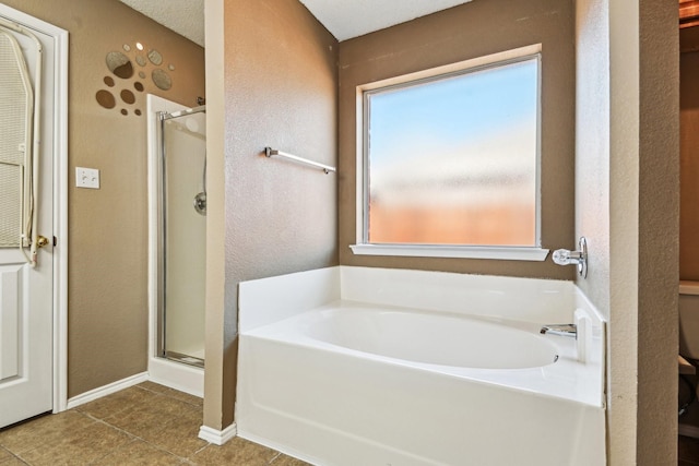 bathroom with plus walk in shower