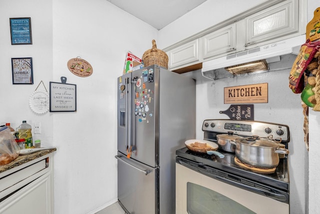 kitchen featuring white cabinetry and appliances with stainless steel finishes