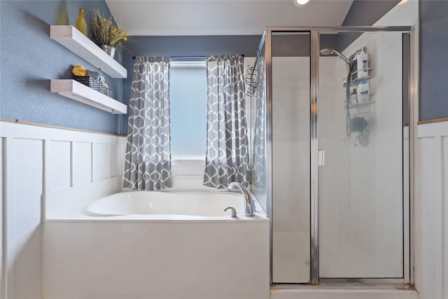 bathroom with independent shower and bath