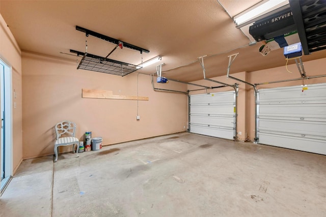 garage with a garage door opener