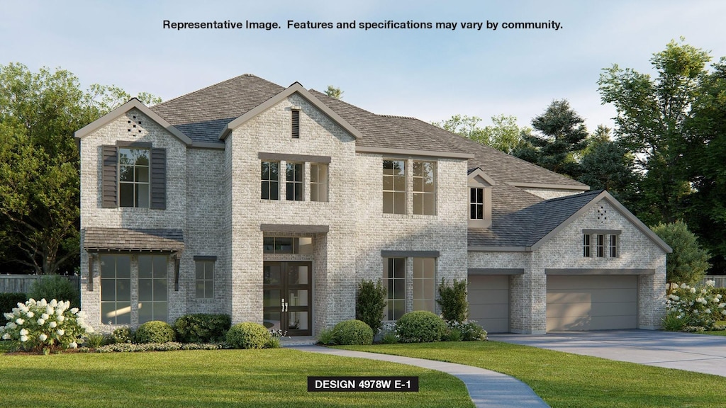 3713 Stableglen Dr, Rockwall, TX 75032 - french country style house featuring a garage and a front lawn