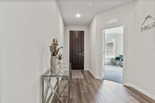 entrance foyer with hardwood / wood-style floors