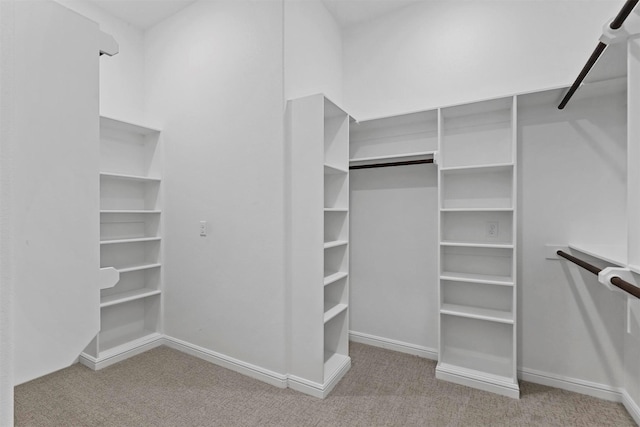 spacious closet featuring light carpet