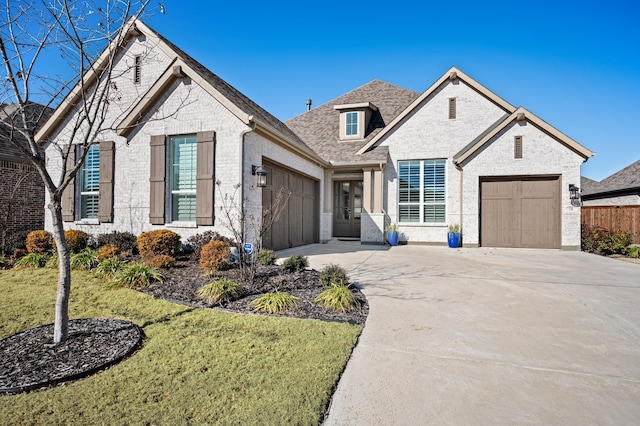 view of front of house featuring a garage and a front lawn