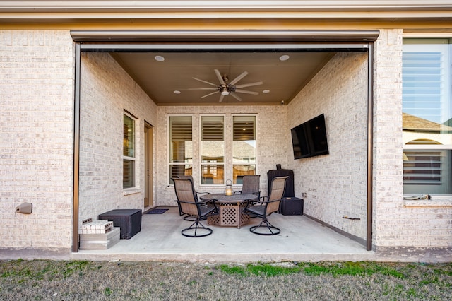 view of patio / terrace with ceiling fan