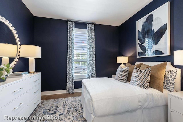 bedroom with light wood-type flooring