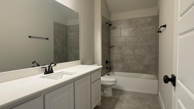 full bathroom featuring vanity, toilet, and tiled shower / bath