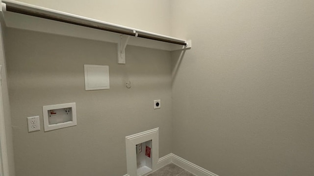 washroom featuring washer hookup, tile patterned floors, hookup for an electric dryer, and hookup for a gas dryer