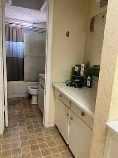 full bathroom featuring shower / bathtub combination, toilet, and vanity