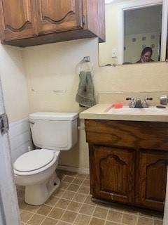 bathroom with toilet and vanity