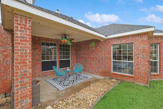 view of patio / terrace with ceiling fan