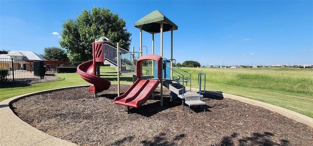 view of play area featuring a yard