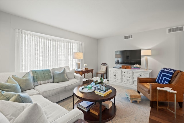 living room with hardwood / wood-style flooring