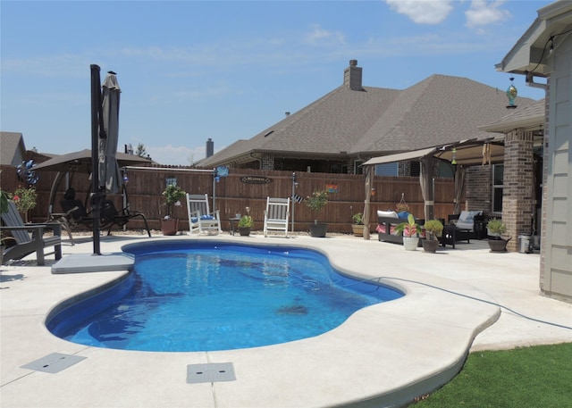 view of swimming pool with a patio area